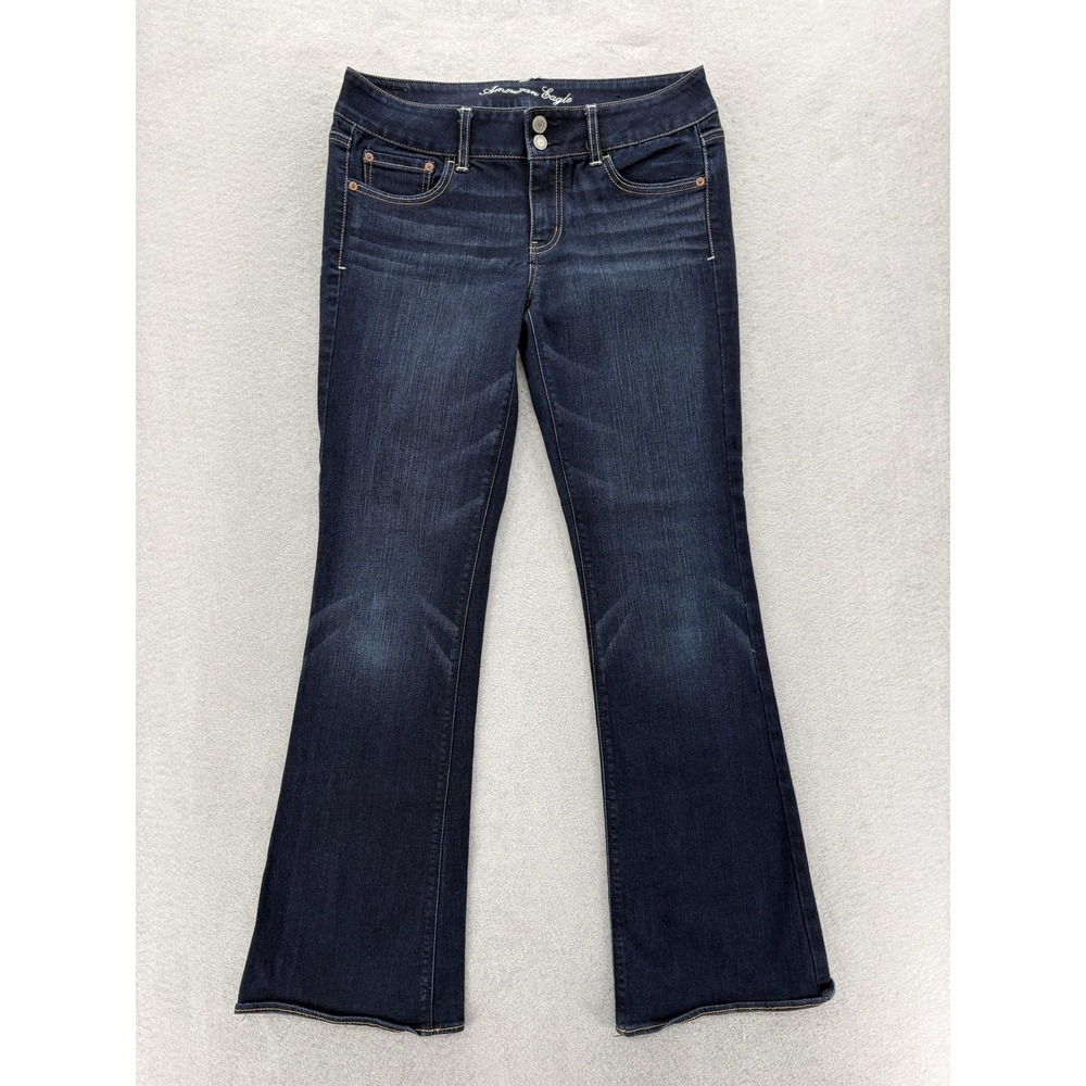 American Eagle Artist Flare Jeans Womens 10 Blue Dark Wash Low Rise Stretch Y2K